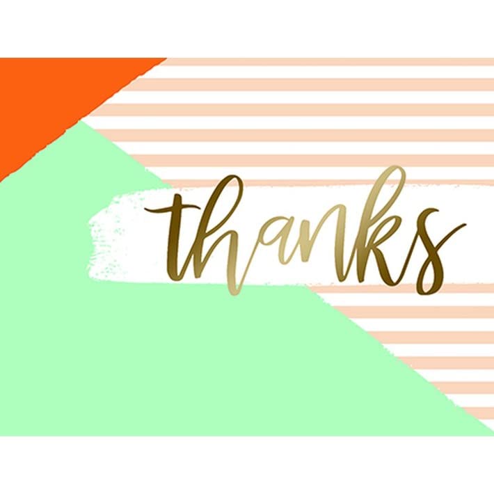Design Design 119-10089 Color Blocks and Stripes Thank You Boxed Notecard, 5-inch Length
