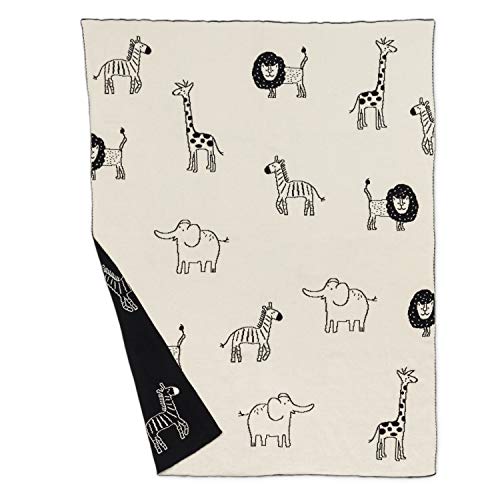 Abbott Collection  91-SNUGGLE-16 Jungle Safari Sm Throw-32x40 L, 32x40 inches L, Black/Ivory