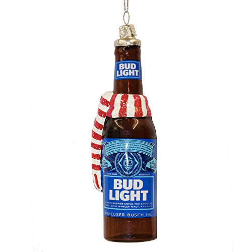 Kurt Adler Budweiser Glass Bud Light Beer Bottle with Scarf Ornament, 5-Inch