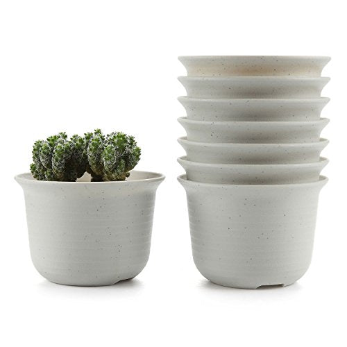 T4U 5.75 Inch Plastic Round Plant Pot/Cactus Flower Pot/Container Grey Set of 8,Seeding Nursery Planter Pot with Drainage for Flowers Herbs African Violets Succulents Orchid Cactus Indoor Outdoor
