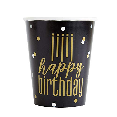 Unique Industries Unique Metallic Happy Birthday Paper Party Cups, 8 Ct.
