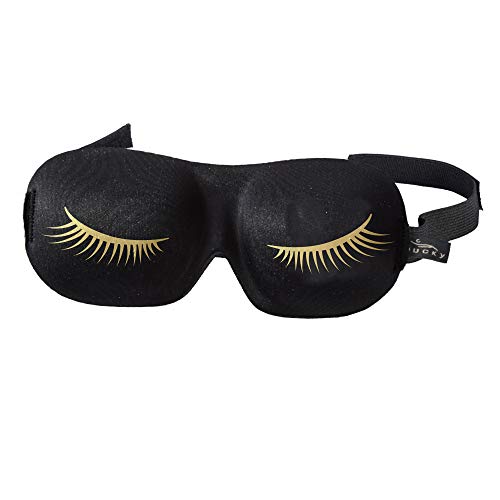 Bucky 551432 Ultralight Sleep Mask - Gold Eyelashes, 100% Polyester/Polyurethane Foam