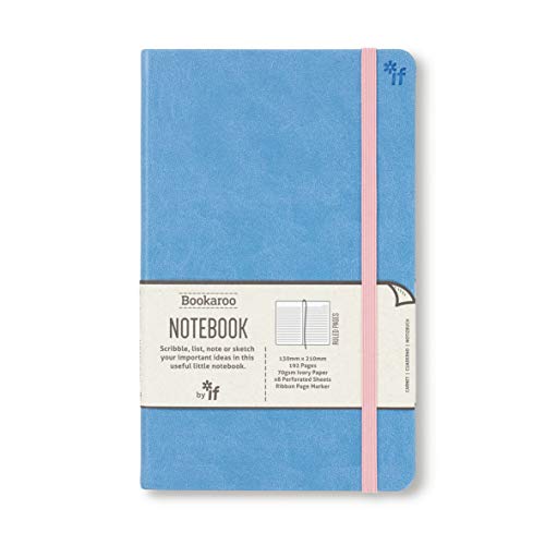 IF Bookaroo Notebook JOURNAL - Sky Blue, Classic Ruled Notebook, Hard Cover with Soft PU, (A5) 21.5 x 13.5cm, 192 Pages
