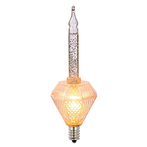 Vickerman Set of 7 Clear Retro Christmas Bubble Lights with Silver Glitter - Green Wire