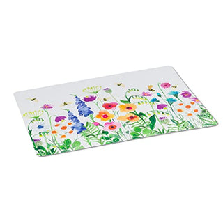 Abbott Collection  27-TABLEMAT-Garden Placemat-13x18 L, White/Multi