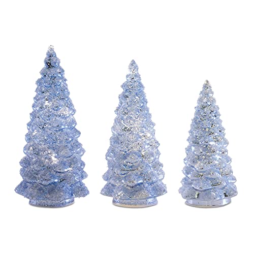 Melrose 87469 LED Christmas Tree, Set of 3, 9-inch Height, Glass