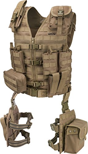Barska BI12344 Loaded Gear VX-100 Tactical Vest & Leg Platforms (Flat Dark Earth), beige