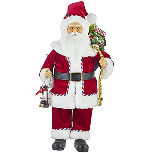 RAZ Imports 2022 Destination Christmas 18.75" Airmail Santa with Lighted Lantern