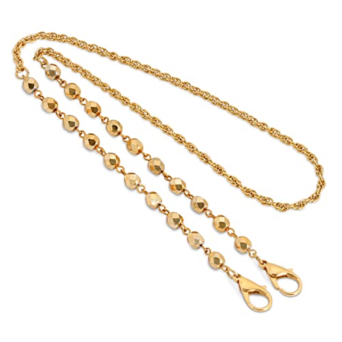 1928 Jewelry 14K Gold Dipped Gold Beaded Face Mask Chain Necklace Holder 22 Inch
