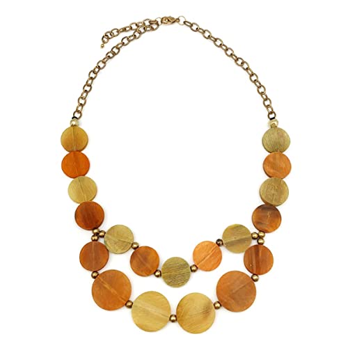 Anju Omala Necklace for Women, 27-inch Length, Shades of Orange and Yellow