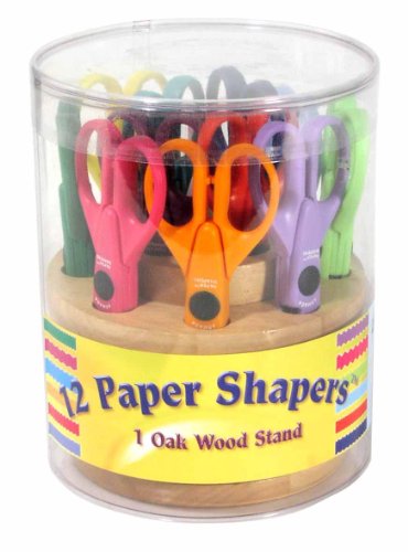 HyGloss Armada Art 12 Decorative Scissors in Oak Stand Paper Shapers Set-12 Pairs, assorted