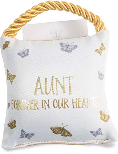 Pavilion Gift Company Aunt 4.5" Memorial Pocket Pillow, 4.5 x 4.5 Inch, Gold