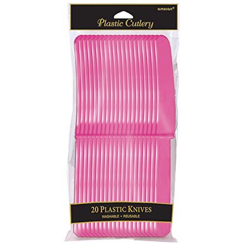 Amscan Bright Pink Plastic Knives | Pack of 20 | Party Supply