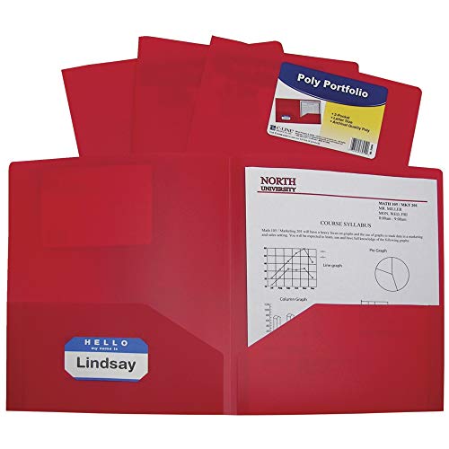 Pens C-Line Poly Portfolio Folders, Letter, 2-Pocket, Red, Pack of 25