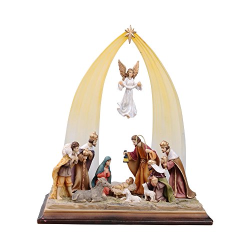 Comfy Hour The Story of Jesus Nativity Scene Collection Holy Family with Angel Christmas Nativity Figurine for Xmas, Resin Stone