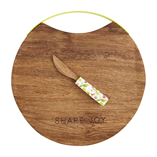 Mud Pie Share Joy Color Cheese Board Set, 11.50 inch, Mango Wood