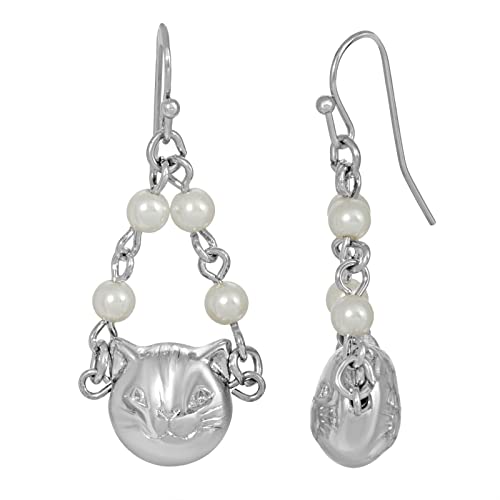 1928 Jewelry Cat Costume Pearl Drop Earrings