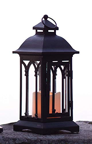Melrose 50209 Iron, Glass and Plastic Unique Decorative Lantern with LED Candle, 12-inch High