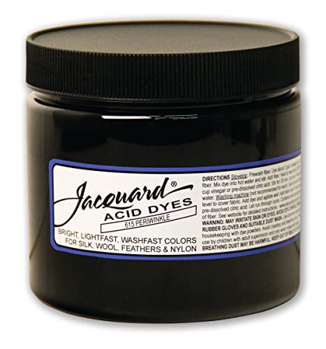 Jacquard Acid Dye for Wool, Silk and Other Protein Fibers, 8 Ounce Jar, Concentrated Powder, Periwinkle 615