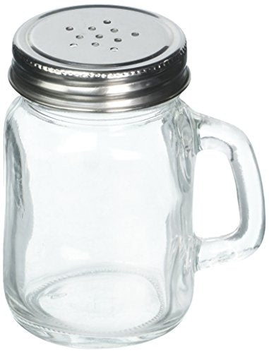 Tablecraft H475S&P Small Glass Mason Shaker with Metal Lid, 5-Ounce, Clear