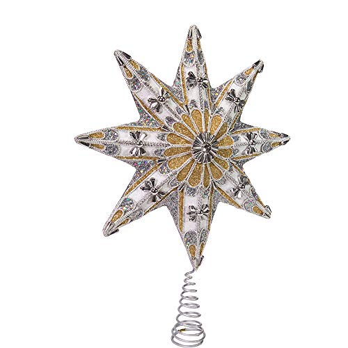Kurt S. Adler Kurt Adler 16-Inch 8-Point White, Gold and Silver Star Treetop Tree Topper, Multi