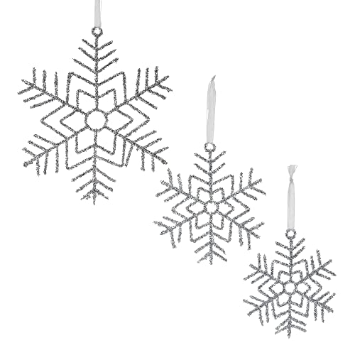 Melrose 87350 Snowflake Ornament, Set of 3, 16.25-inch Height, Wire
