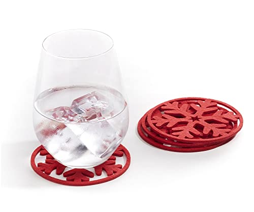 Giftcraft 681864 Christmas Snowflake Coasters, Set of 4, 4 inch, Polyester