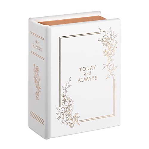 Blue Sky Clayworks Lillian Rose Wedding Ring Book Box, One Size, White