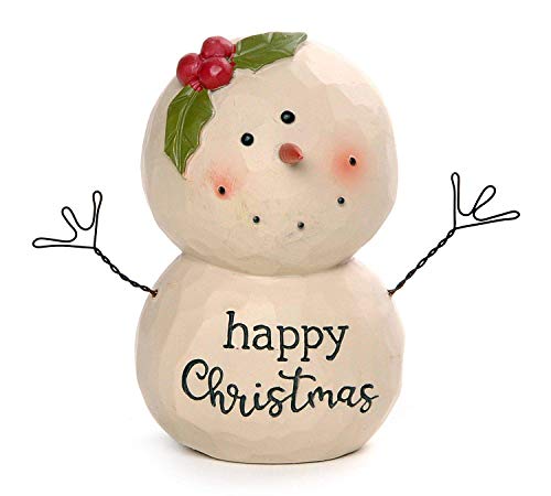 Blossom Bucket 218-13128 Happy Christmas Snowman with Holly Berry Figurine