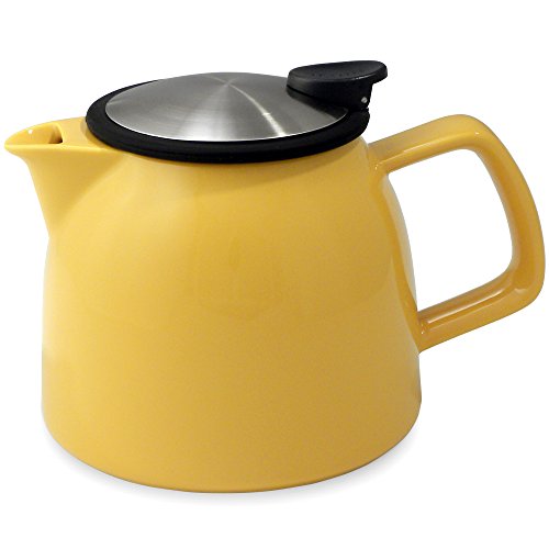 FORLIFE Bell Ceramic Teapot with Basket Infuser, 26-Ounce/770ml, Mandarin