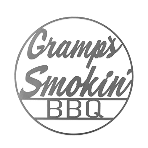 ROCC RUSTED ORANGE CRAFTWORKS CO. Vintage Circle Signs - BBQ (Gramp's)-Steel Outdoor Barbecue sign-Outdoor Kitchen-Grill-Men's gift-Father's Day gift-Bachelor Sign for men -decorative sign