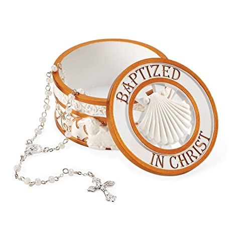 Roman Joseph's Studio Baptism Keepsake Jewelry Box, 2.75-inch Height, Resin, Religious Decoration
