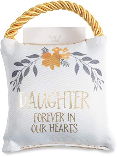 Pavilion Gift Company Daughter Forever in Our Hearts 4.5" Memorial Pocket Pillow, 4.5 x 4.5 Inch, Gold