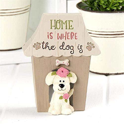 Blossom Bucket 201-12488 Home is Where The Dog is with Pup in Doghouse Decorative Sign, 4-inch High