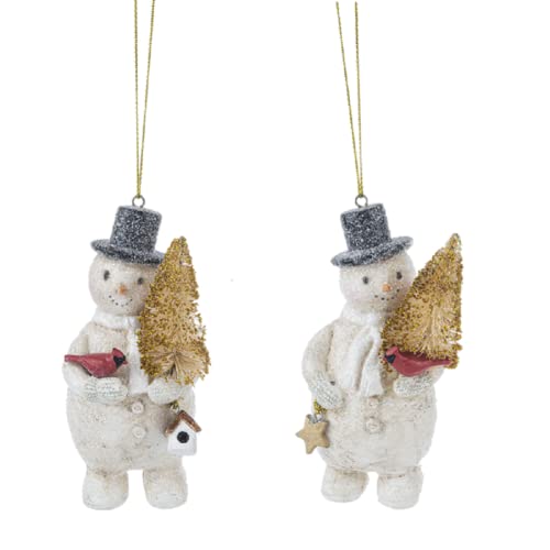 Ganz MX183314 Snowman Ornaments, 4.25-inch Height, Paper Pulp, Set of 2