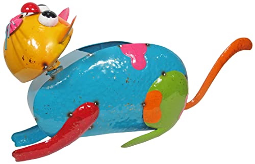 Continental Art Center CAC21267A- Blue Large Metal Cat Planter