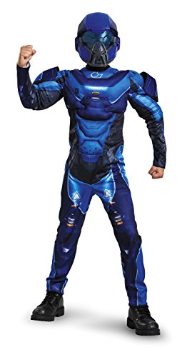 Disguise Blue Spartan Classic Muscle Halo Microsoft Costume, X-Large/14-16