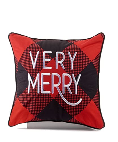 Giftcraft 681794 Christmas Double Sided Pillow Cover with Embroidered Sentiment, 18-inch, Polyester