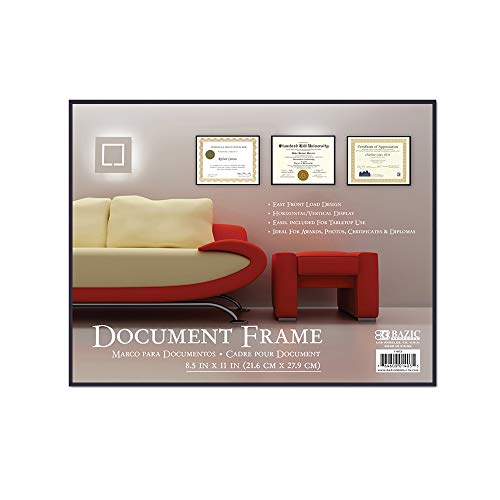 BAZIC 8.5" X 11" Front Loading Document Frame w/Glass Cover