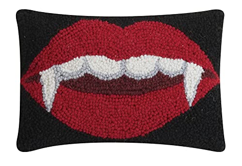 Peking Handicraft Vampire Kiss Halloween Polyfill Hook Throw Pillow, 12-inch Square, Wool and Poly Velvet, Holiday Seasonal Decoration