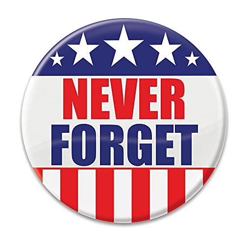 Beistle BT023 Patriotic"Never Forget" Cardstock Button, Multicolor