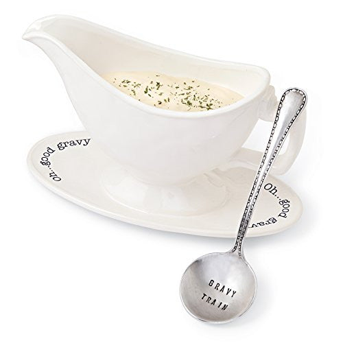 Mud Pie Circa Gravy Boat Set, White
