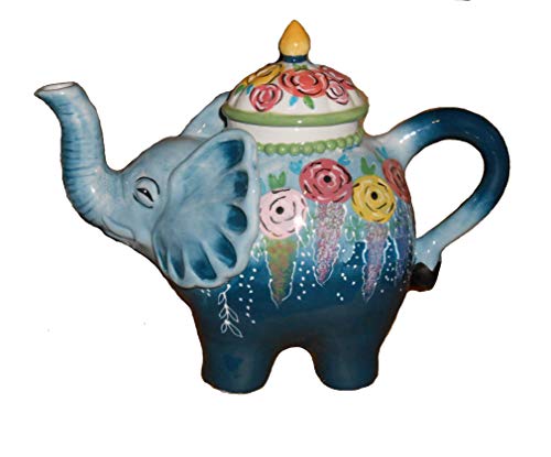 Blue Sky Clayworks Clayworks Elephant Festival Trunk Up 17761 Ceramic Teapot 10.75" L