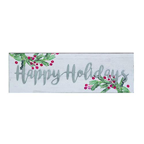 Transpac Wood Christmas Greeting Sign, White