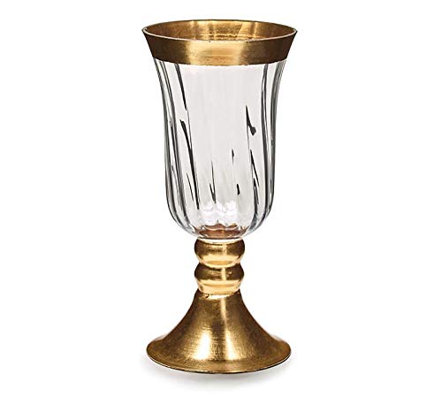 burton + BURTON 10" Clear Vase On Gold Pedestal
