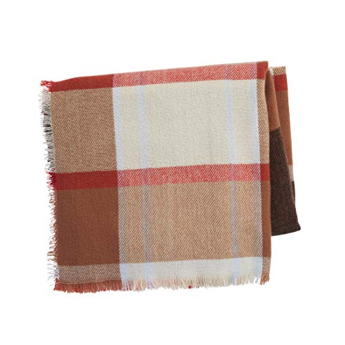 Mud Pie Womens Bright Plaid Scarf, Red, Polyester