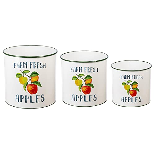Ganz CBK Farm Fresh Apples Enamel Planter with White Finish CB173597