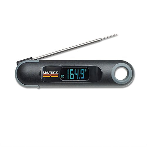 Maverick 2-in-1 Temp and Time Digital Instant Read Cooking Kitchen Grilling Smoker BBQ Probe Meat Thermometer, Black