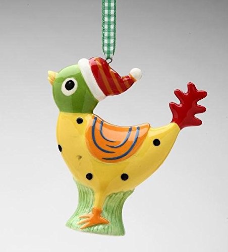 Cosmos Gifts 3 5/8 Inch Giggle Feathers Chick with Cap Christmas Ornament, Yellow