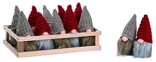 Transpac Y4029 Plush Santa Gnome Ornaments in Crate, Set of 12